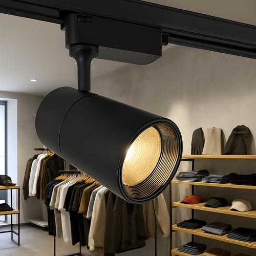 FactorLED Foco LED 30W Negro para Carril Monofásico 24º, Orientable, Gran luminosidad 3000Lm, UGR11, NO FLICK, Focos Techo Iluminación Comercial, Tiendas, Escaparates... (Luz Cálida (3000K))