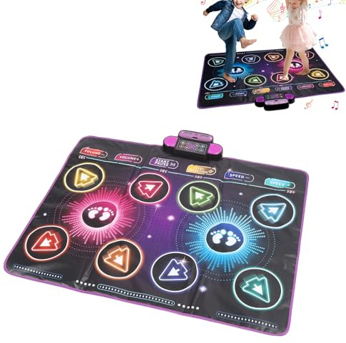 PUNELE Tappetino da ballo giocattolo Interactive Dance Game Pad per 2 giocatori con musica integrata e sfide per l'uso domestico dimensioni 105,5 x 89 cm