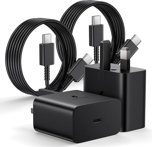 25W Super Fast USB C Charger with 2M USBC Cable UK for Samsung Galaxy S26/S25/S24/S23/S22 & A Series A55/A54/A15/A14