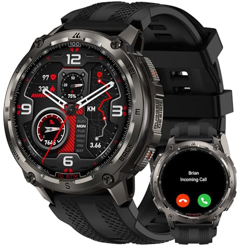 KOSPET Tank T4 Montre Connectée Homme, GPS et Cartes Hors Ligne, Acier Inoxydable, Étanchéité 10ATM, Batterie 50 Jours, Appels Bluetooth, Surveillance Santé 24/7, Compatible avec Android et iOS