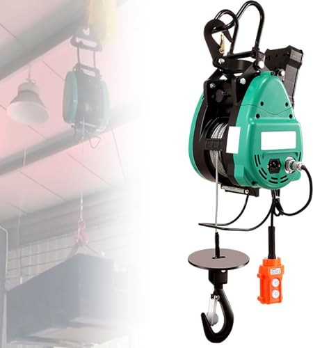 Verricello elettrico con controllo a sospensione, capacità 160 kg, potenza 1300 W, velocità 19 m/min, limite di sicurezza a 360 °, cavo in acciaio da 30 m, involucro in lega di alluminio per uso