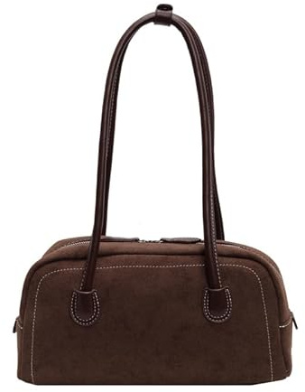 JXpxbao Tragetasche Aus Wildleder Für Damen, Ledertasche, Retro-Geldbörsen, Crossbody-Tasche, Trendige Handtasche, Arbeitstasche (Kaffeebrau)