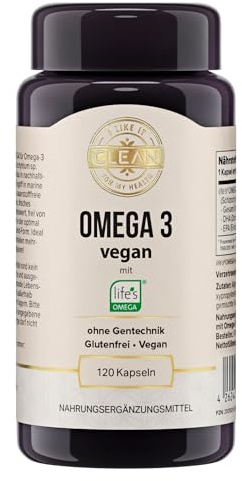 i like it clean - Omega 3 vegan - 500 mg - 120 Kapseln - Glutenfrei, Vegan, ohne Gentechnik - Rein pflanzlich & nachhaltig – aktives Omega-3 direkt aus Algen