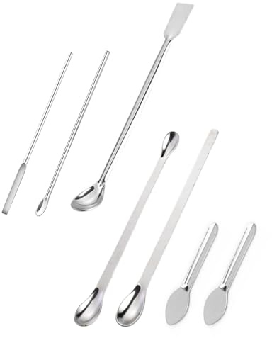 SCJJZ 7 Piezas Espátulas de Laboratorio, Micro Espátula de Acero Inoxidable Cuchara de Laboratorio Micro Cuchara de Reactivo para cápsulas de gel, bandeja de llenado rápido