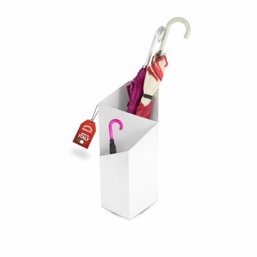 MOHOME Portaombrelli da Interno Metallo Bianco Resistente Made in Italy Premium Quality Porta Ombrelli da Ingresso Robusto 23,5 x 18,5 x 60 cm Design Moderno Casa Ufficio