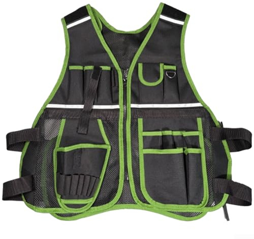 QuivyLivy Gilet per elettricista falegname, 600D Oxford Utility Work Vest con tasche multiple, cinghie regolabili, attrezzatura di sicurezza traspirante e riflettente