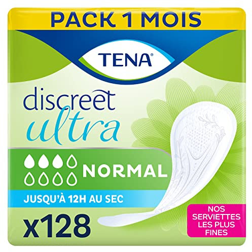 TENA Discreet Ultra- 128 Einlagen im Monatspaket (8 x 16 Stück), einzeln verpackt -Hygieneeinlagen für Frauen - bei leichter bis mittlerer Blasenschwäche, Inkontinenz und bei Tröpfchenverlust