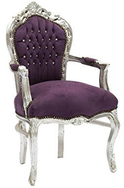 Way Home Store Poltrona BAROCCO stile Francese Luigi XVI Silver e Viola 68 x 65 x 108 cm