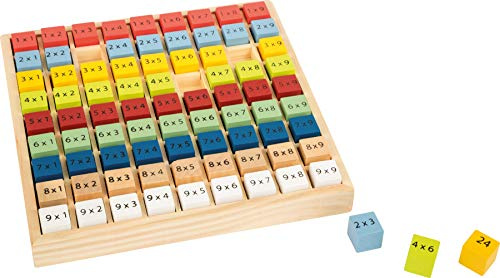 small foot 10841 Kunterbuntes 1x1 Educate aus Holz, mit 81 Zahlenwürfeln zum lernen des kleinen 1x1, ab 6 Jahren