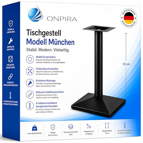 Edelstahlmarkenshop Tischgestell SCHWARZ Modell „München“ in Single und in der Doppelt Variante zur Auswahl (Single)