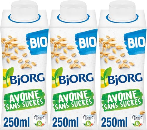 BJORG - Boisson Végétale Avoine Sans Sucres - Mini Briques - 3 x 25 cl | 100% végétal - Sans Sucre Ajouté - Pauvre en matières grasses - Sans Lactose