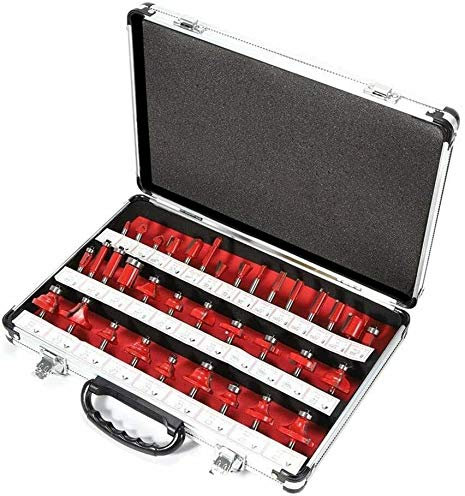 Topolenashop Set di 35 Punte Rotanti per Fresatrice, Gambo 6 mm, 2 Viti, Acciaio Super Rapido, Taglio a Scanalatura