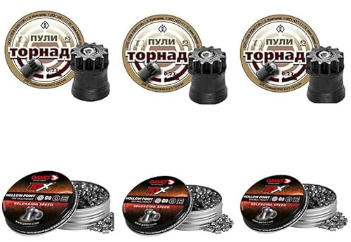 Pallini Kvintor Tornado e Daisy 'Pointed' calibro 4,5 mm | Kit con 6 scatole di pallini (diabolici e ibridi) per fucili, carabine e pistole ad aria compressa