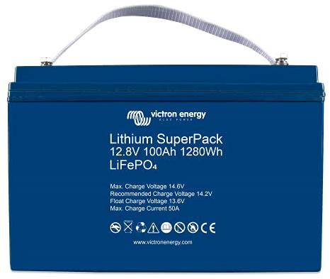 Victron Energy Lithium SuperPack 12,8-Volt 100Ah LiFePO4 Deep Cycle Batterie mit integriertem BMS und Sicherheitsschalter