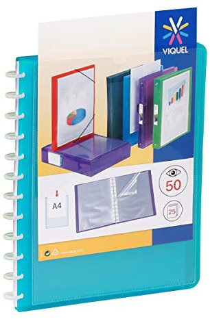Viquel - Porte-Vues Reliure 50 Vues avec Pochettes Amovibles GEODE Format A4 Bleu