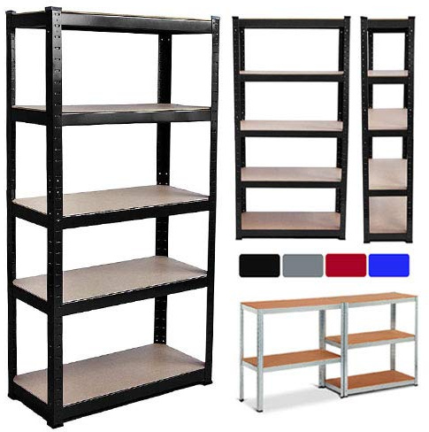 BRIEFNESS 5 Tier Blue Shelving Unit Storage Organised Garage/Home/Pantry Racking Shelf Shelves Workbench Workman Bays Racking Tools Paint Stationary Parts - 150x70x30cm
