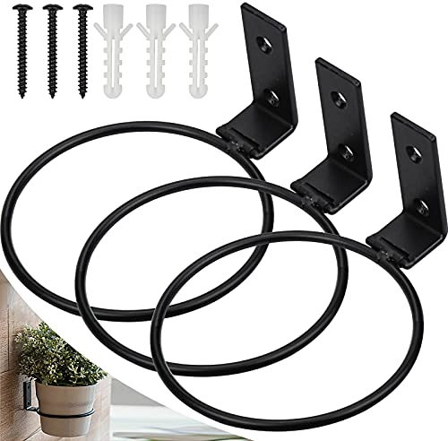 3 Stück Pflanzer Topf Ring Blumentopf Halter Wand für Hausgarten Balkon im Freien Blume Pflanze Topf Kleiderbügel (13.5 x 11 x 6.5 cm)