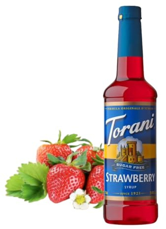 Torani Sugar Free Strawberry Syrup, 750ml | Zero Calorie Cocktail Syrup for Drinks, Cocktails, Mocktails, Bubble Tea, Soda and Iced Tea