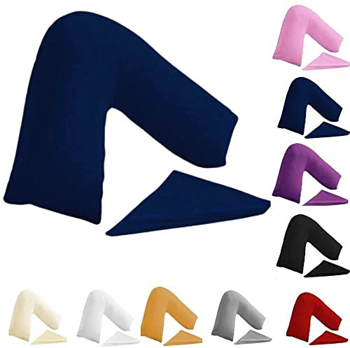 Buzzbuy V shaped pillowcase cover, 100% Poly-cotton Back & Neck Support Orthopaedic Pregnancy/Nursing V Pillowcase cover only (Blue)