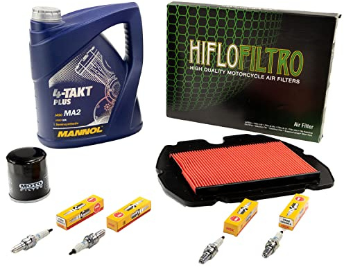 Wartungspaket Öl 4L + Luftfilter + Ölfilter + Zündkerzen für Hon da CBR 600 F CBR600 F PC25 Baujahr 1991-1994