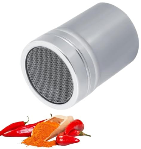 Flour Shaker, Stainless Steel Powdered Sugar Shaker Duster Spice Jars with Shaker Lids Fine Mesh Sieve Powder Seasoning Bottle for Cooking Kitchen(S)