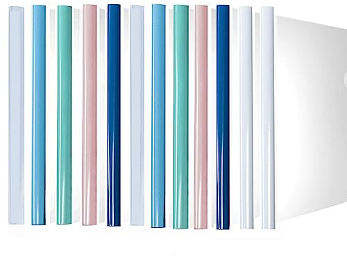 QSLKI 10 Feuilles Transparent Dossier du Fichier avec Reliure Barre Coulissante, Clair Chemise de Couvertures Rapports D'affichage, École Bureau Accueil Documents Classification Organisateur