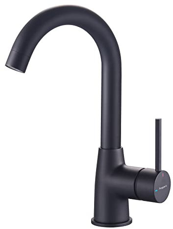 HOGART Wasserhahn Bad, Waschtischarmatur schwarz, Armatur Waschbecken, Waschbeckenarmatur, Mischbatterie, Wasserhahn Küche, Waschbecken Armaturen Hoch, Badamatur für Waschbecken, 360° Drehbar