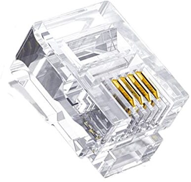 Hetjosee RJ11 Connectors 6P4C Plug Telephone Modular Plug Phone Jack Adapter Crimp End Telephone Cord Connector Thickened Quality 100 Pack