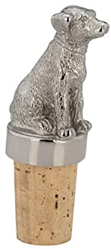 H.Bauer jun. Design Flaschenkorken Edelstahl - dekorativer Flaschenverschluss Kork Ø 2.5 cm Stopper Flaschen - Verschlussstopfen mit Motiv Hunde-Kopf - Korkstopfen Geschenk für Jäger