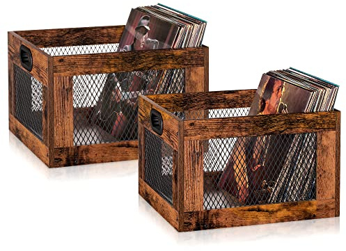 3IngSeagulls 2 Pack Albums Storage for Vinyl Records, Durable and Reliable Record Crates for Vinyl, Lp Record Storage Boxes Cube Record Holder Organizers，Easy to Assemble……