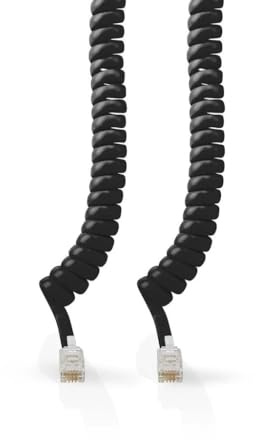 NEDIS Telefonkabel | RJ10 Stecker | RJ10 Stecker | 5.00 m | Kabeldesign: Aufgerollt | Kabeltyp: RJ10 | Schwarz