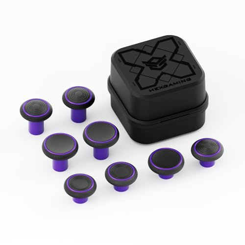 HEXGAMING Joysticks Interchangeable pour ps5 Phantom & Ultimate Pro Manette | Stick Analogique de Remplacement Accessoires avec 2 Hauteurs, 8PCS-Violet