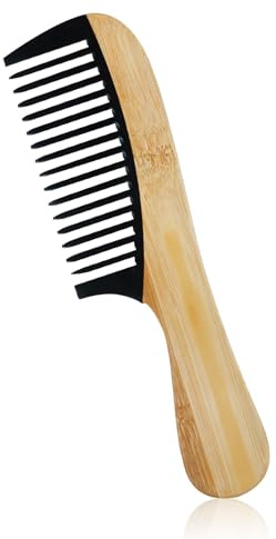 Holzkamm grob locken, lockenkamm holz Leicht grober kamm für locken haarkamm grobzinkig für Frauen Männer Gerade Lockiges Welliges Dickes Haar (3mm Zahnbreite B)
