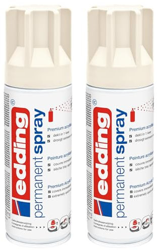 EDDING Lot de 2 Sprays Peinture Acrylique Permanent 5200 Crème Blanc Mat