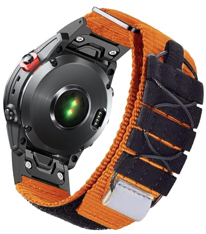 SumRioo QuickFit 22mm Armband für Garmin Fenix 7/6/5/Fenix 7 Pro Solar/7 Pro/7 Solar/6 Pro Solar/6 Pro/6 Solar/5 Plus, Nylon Ersatzarmband für Garmin Epix 2 47mm/Forerunner 965/955/945/935, Orange