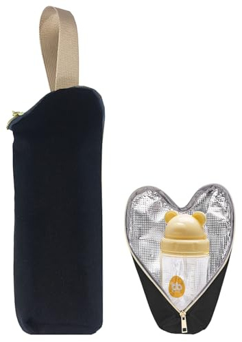 Cipszoely Insulated Bottle Bag - Black Baby Bottle Cooler & Warmer, Portable Travel Thermal Bag, Waterproof