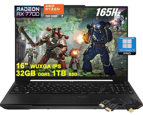 ASUS TUF Gaming A16 Laptop | 16 WUXGA 165Hz 100% sRGB | AMD 8-core Ryzen 7 7735HS | 32GB DDR5 1TB SSD | Radeon RX7700S 8GB (>RTX4060) | Backlit USB-C USB4 Win11Pro w/DLCA Accessory
