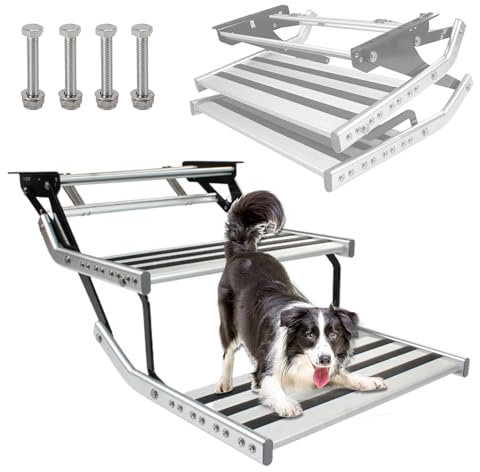 Générique Marches Pliantes pour Camping-Car, marches d'entrée Robustes pour Camping-Car, 150 kg/330 LB, escaliers pour Camping-Car, remorque, 2 marches (Manuel)