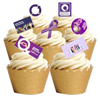 24 Stand Up International Women's Day Edible Wafer Paper Cake Toppers Decorations