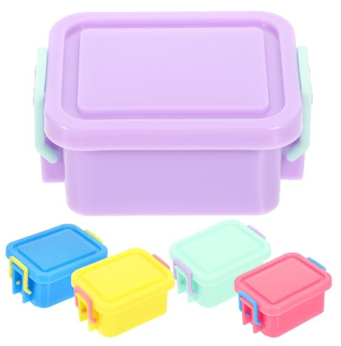 HEMOTON 5pcs Mini Doll House Storage Containers Lids Colorful Stackable Boxes for Boys and Girls Playroom for Organizing Toys and Dollhouse Accessories