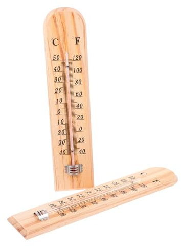 NULYLU 2pezzi Termometro Da Muro Legno Da Strumento Di Misurazione Della Temperatura Per Interni Ed Esterni Per Casa Giardino e Magazzino Design Naturale e Resistente
