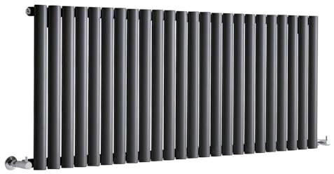MILANO Anthracite Horizontal Single Oval Panel Radiator 600 x 1416mm