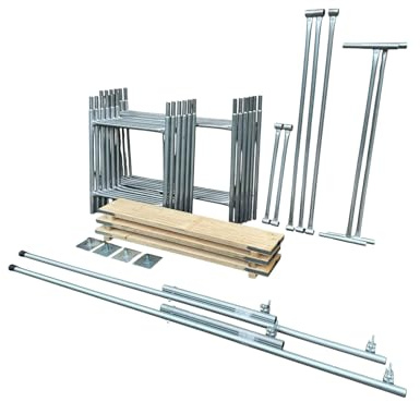 Toptower Classic Scaffolding Tower 6.3m (Working Height) 4' x 2'6 Base Size DIY Galvanised Towers (Basic Kit with Platform Boards & Stabilisers)