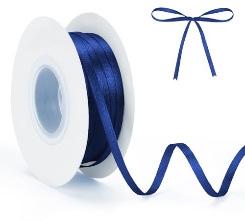 50m Navy Blau Satinband 3mm Satinband Bänder Schleifenband Dekoband Stoffband Geschenkband Hochzeitsdeko Schleife für Kunsthandwerk Geschenkverpackung Haarschleifen Blumenstrauß Dekoration
