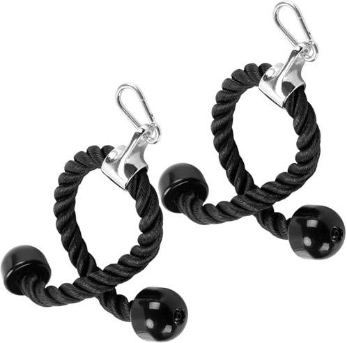 PUCSIQ Cuerda Tríceps 2 Piezas Nylon Trenzado 70 cm con Asas Antideslizantes para Bíceps y Tríceps, Accesorio Gym Casa y Gimnasio, Cable Pull Down Polea