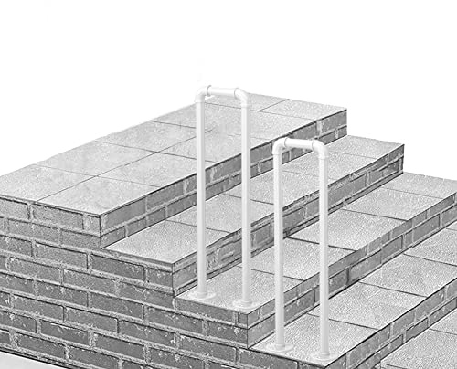 Binario per scale da esterno, colore bianco, per gradini in cemento e legno, 55 cm, per portico e scale di sicurezza, durevole ed elegante