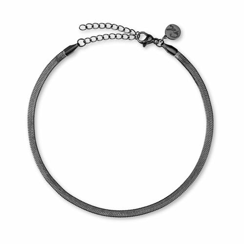 GD GOOD.designs Fußkettchen für Damen - Flache Schlangenkette (3mm) in 18K Gold, Roségold oder Silber I Wasserfest & Verstellbar (22-27cm) - Fußkette aus 316L Edelstahl