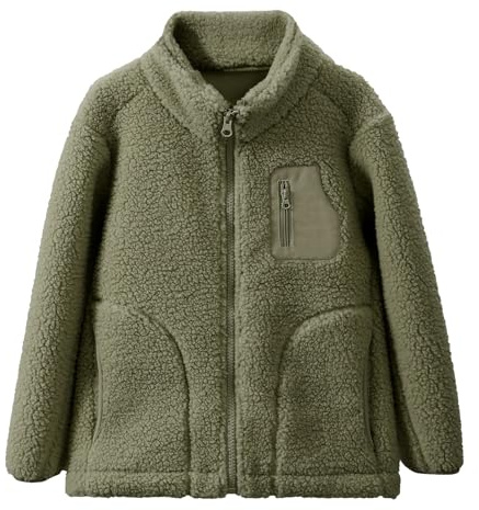 Maeau Kinder Mädchen Jungen Jacke Fleece Fleecejacke Warme Weich & Komfortabel Winterjacke Mode Kleinkind Mantel mit Reißverschluss & Taschen Herbst Sweatjacke Outdoor Ohne Kapuze 6-15 Jahre/120-160cm
