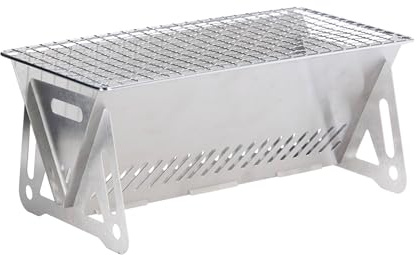 Mini barbecue pliable en acier inoxydable et grille chromée 28 x 16 x 12 cm
