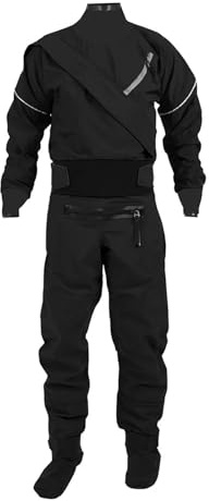 AHUFGN Trockenanzug Kajak-Trockenanzug for Herren, 3-lagiger wasserdichter Stoff-Trockenanzug mit Latex an Hals und Handgelenk, Wildwasser, Fluss(Black,XXL)